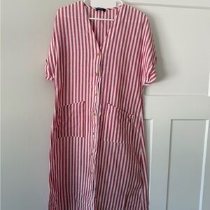 SHEIN Red and White Striped Dress